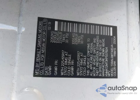 2019 Nissan Rogue Sv from USA, damaged, VIN KNMAT2MT3KP537824